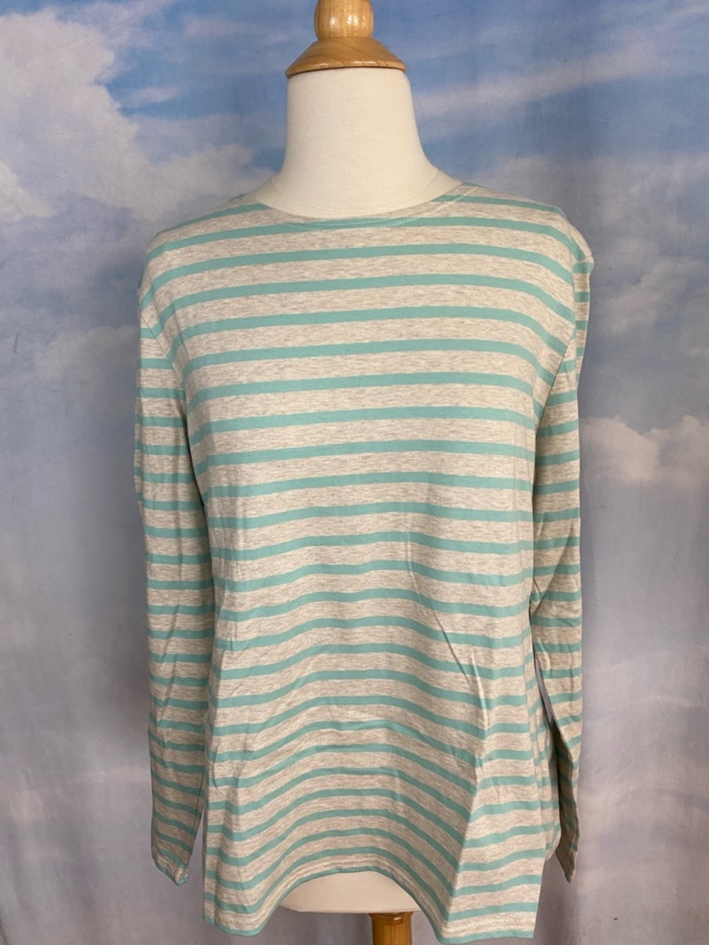 Saint James MERIDAME MODERN - Breton Striped Shirt Size 16 Gray/Teal
